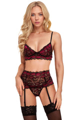 Elegant Wine Lace Bra Set