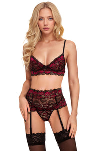 Elegant Wine Lace Bra Set