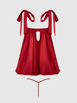BRIGETA SATIN OPEN CUP BABYDOLL & G-STRING SET