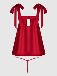ROSALIE SATIN & EMBROIDERED LACE BABYDOLL & G-STRING SET