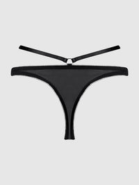 ROSALIE SATIN & EMBROIDERED LACE STRAPPY TANGA