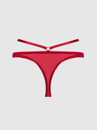 ROSALIE SATIN & EMBROIDERED LACE STRAPPY TANGA