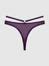 ROSALIE SATIN & EMBROIDERED LACE STRAPPY TANGA