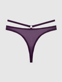 ROSALIE SATIN & EMBROIDERED LACE STRAPPY TANGA