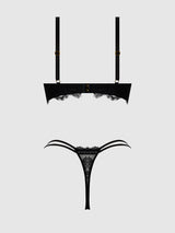 JOCELYN LACE  & SATIN PUSH UP BRA STRAPY THONG SET