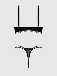JOCELYN LACE  & SATIN PUSH UP BRA STRAPY THONG SET