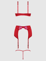 JOCELYN LACE & SATIN BRA, SKIRT & CROTCHLESS G-STRING SET