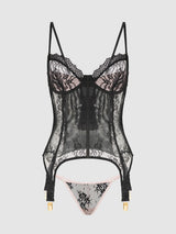 JOCELYN LACE & SATIN UNDERWIRE CORSET & G-STRING SET