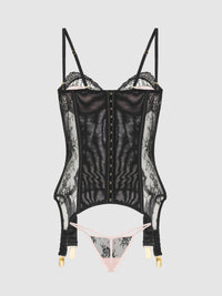 JOCELYN LACE & SATIN UNDERWIRE CORSET & G-STRING SET