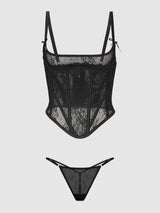 JOCELYN LACE UNDEREWIRE BUSTIER & G-STRING SET