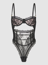 JOCELYN SATIN & LACE UNDERWIRE TEDDY