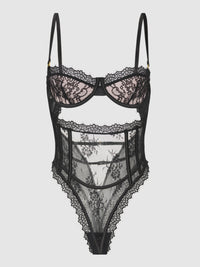 JOCELYN SATIN & LACE UNDERWIRE TEDDY