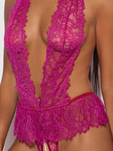 JOCELYN LACE & PEARL CROTCHLESS TEDDY