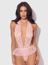 JOCELYN LACE & PEARL CROTCHLESS TEDDY