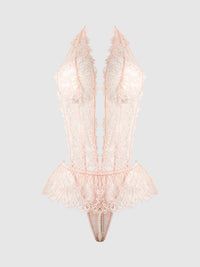 JOCELYN LACE & PEARL CROTCHLESS TEDDY