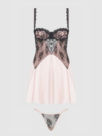 JOCELYN LACE & SATIN BABYDOLL & G-STRING SET