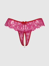 JOCELYN LACE & PEARL CROTCHLESS THONG