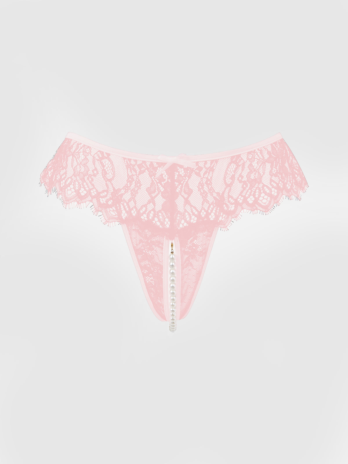 JOCELYN LACE & PEARL CROTCHLESS THONG