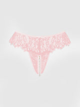 JOCELYN LACE & PEARL CROTCHLESS THONG