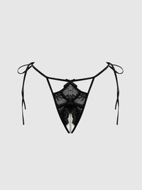 JOCELYN LACE & PEARL CROTCHLESS TIE SIDE BIKINI