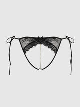 JOCELYN LACE & PEARL CROTCHLESS TIE SIDE BIKINI
