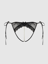 JOCELYN LACE & PEARL CROTCHLESS TIE SIDE BIKINI