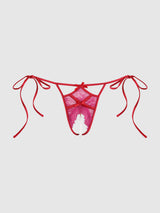 JOCELYN LACE & PEARL CROTCHLESS TIE SIDE BIKINI