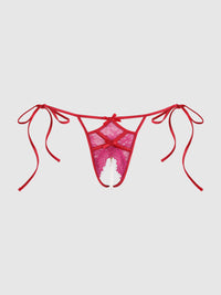 JOCELYN LACE & PEARL CROTCHLESS TIE SIDE BIKINI