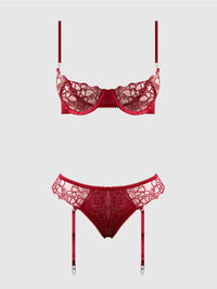 EDEN EMBROIDERED LACE BRA & BACKLESS HIPSTER SET