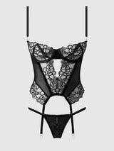 EDEN EMBROIDERED LACE BUSTIER & G-STRING SET