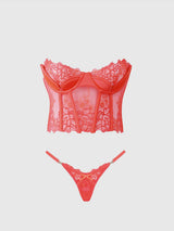 EDEN EMBROIDERED BUSTIER & TANGA SET