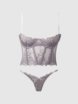 EDEN EMBROIDERED BUSTIER & TANGA SET