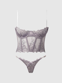 EDEN EMBROIDERED BUSTIER & TANGA SET