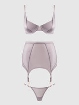 RAQUEL MESH & SILKY MICRO BRA, GARTER SKIRT & G-STRING SET
