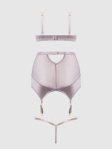 RAQUEL MESH & SILKY MICRO BRA, GARTER SKIRT & G-STRING SET