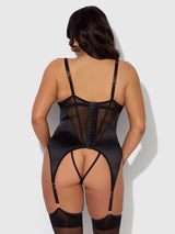 RAQUEL MESH & SILKY MICRO UNDERWIRE BUSTIER & BACKLESS TANGA SET