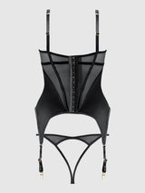 RAQUEL MESH & SILKY MICRO UNDERWIRE BUSTIER & BACKLESS TANGA SET