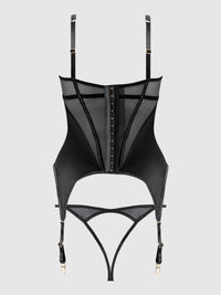 RAQUEL MESH & SILKY MICRO UNDERWIRE BUSTIER & BACKLESS TANGA SET