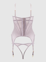 RAQUEL MESH & SILKY MICRO UNDERWIRE BUSTIER & BACKLESS TANGA SET