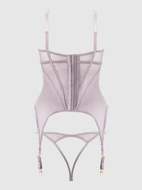 RAQUEL MESH & SILKY MICRO UNDERWIRE BUSTIER & BACKLESS TANGA SET