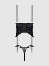 SNAKE VELVET-BURNOUT MESH BUSTIER & THONG SET