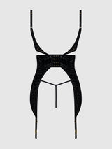 SNAKE VELVET-BURNOUT MESH CHEMISE & G-STRING SET