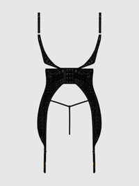 SNAKE VELVET-BURNOUT MESH CHEMISE & G-STRING SET