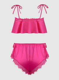 ISSADORA OILSLICK & LACE DROP OFF FLOUNCE TOP & PANTY