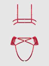 PHOENIX FAUX LEATHER & FRINGE CROTCHLESS TEDDY
