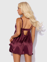 BRIGETA SATIN & MESH CORSETTED BABYDOLL & G-STRING SET