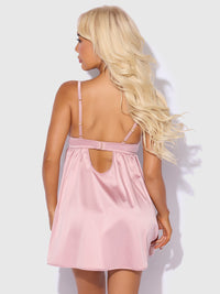 BRIGETA SATIN & MESH CORSETTED BABYDOLL & G-STRING SET