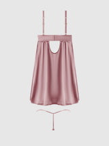 BRIGETA SATIN & MESH CORSETTED BABYDOLL & G-STRING SET