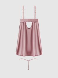 BRIGETA SATIN & MESH CORSETTED BABYDOLL & G-STRING SET