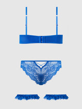MADELINE SATIN & LACE PUSH UP BRA, BIKINI & THIGH GARTERS SET